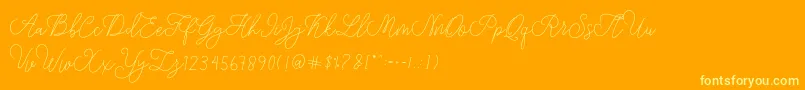 modista script Font – Yellow Fonts on Orange Background