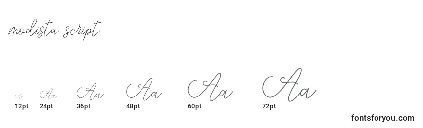 Размеры шрифта Modista script (134615)
