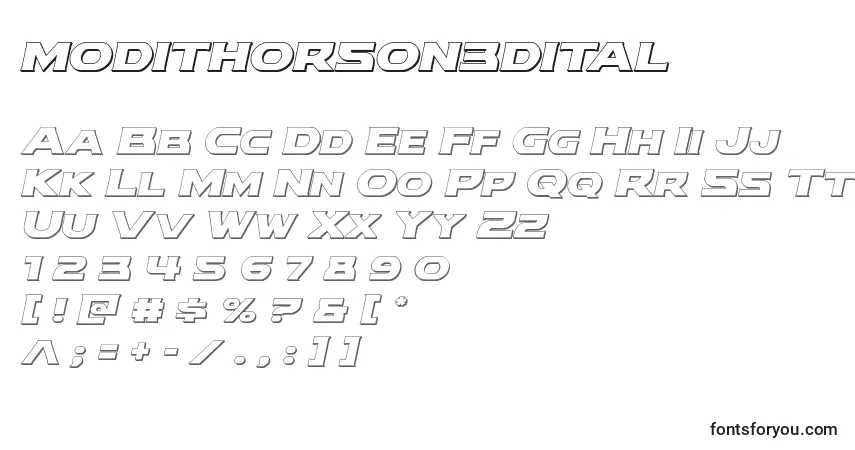 Schriftart Modithorson3dital (134618) – Alphabet, Zahlen, spezielle Symbole