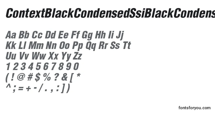 A fonte ContextBlackCondensedSsiBlackCondensedItalic – alfabeto, números, caracteres especiais