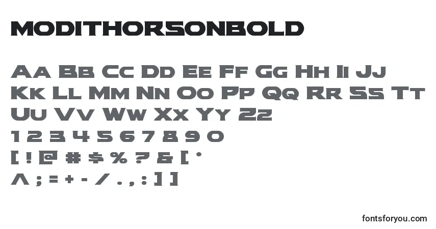 Czcionka Modithorsonbold (134621) – alfabet, cyfry, specjalne znaki