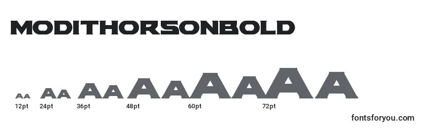 Размеры шрифта Modithorsonbold (134621)
