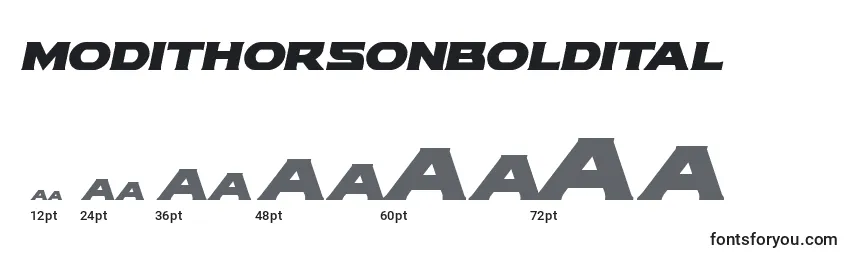 Размеры шрифта Modithorsonboldital (134622)