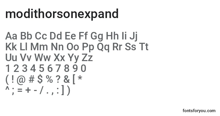 Modithorsonexpand (134625)-fontti – aakkoset, numerot, erikoismerkit