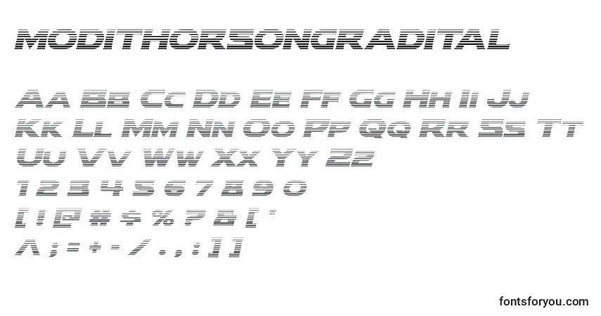 Fuente Modithorsongradital (134628) - alfabeto, números, caracteres especiales