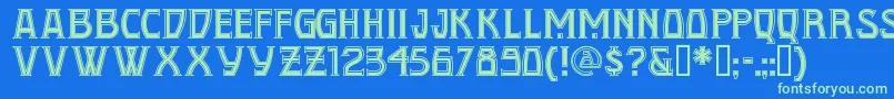 Conquistadormannf Font – Green Fonts on Blue Background