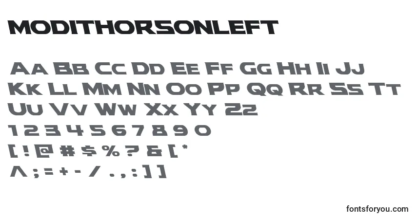 Czcionka Modithorsonleft (134630) – alfabet, cyfry, specjalne znaki