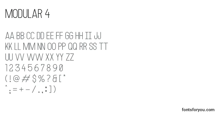 Schriftart MODULAR 4 – Alphabet, Zahlen, spezielle Symbole
