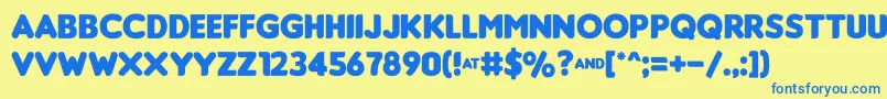 フォントInsanibc – 青い文字が黄色の背景にあります。