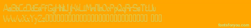 Moedyningsih Shadow-Schriftart – Grüne Schriften auf orangefarbenem Hintergrund