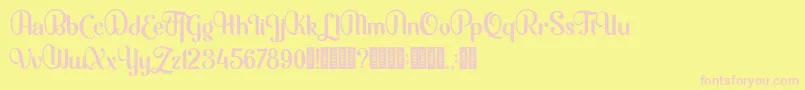 フォントMofita – ピンクのフォント、黄色の背景