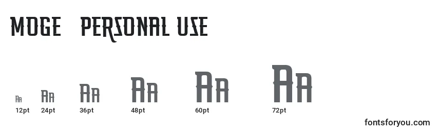 MOGE   PERSONAL USE Font Sizes