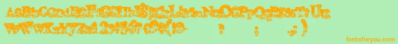 Mohawk-Schriftart – Orangefarbene Schriften auf grünem Hintergrund