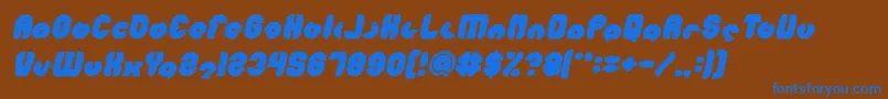 MOHR Bold Italic-fontti – siniset fontit ruskealla taustalla