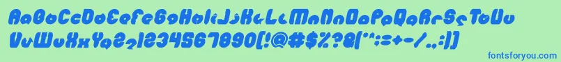 Шрифт MOHR Bold Italic – синие шрифты на зелёном фоне