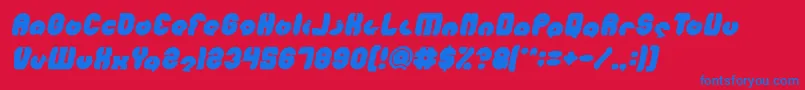 Czcionka MOHR Bold Italic – niebieskie czcionki na czerwonym tle