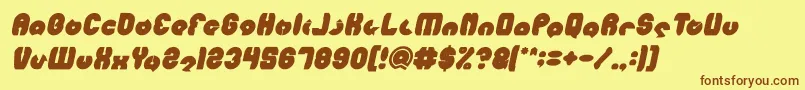 MOHR Bold Italic-fontti – ruskeat fontit keltaisella taustalla