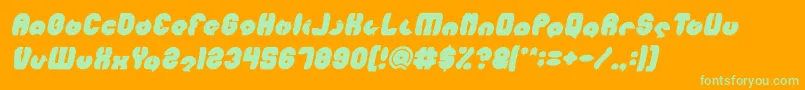 MOHR Bold Italic-Schriftart – Grüne Schriften auf orangefarbenem Hintergrund