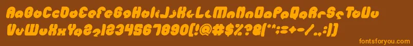 MOHR Bold Italic-fontti – oranssit fontit ruskealla taustalla