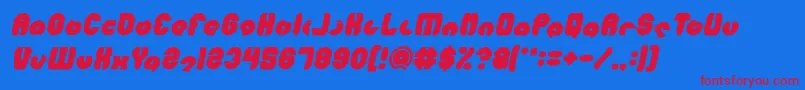 Czcionka MOHR Bold Italic – czerwone czcionki na niebieskim tle
