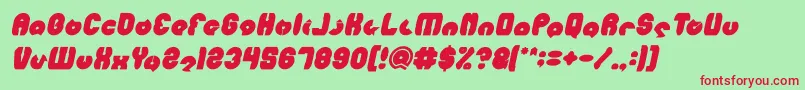 Fonte MOHR Bold Italic – fontes vermelhas em um fundo verde