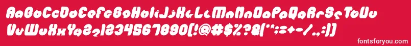 MOHR Bold Italic-fontti – valkoiset fontit punaisella taustalla