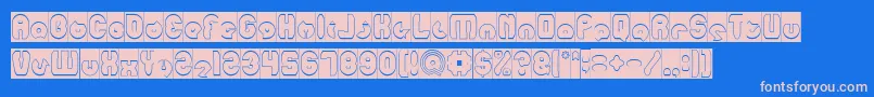 mohr Hollow Inverse-Schriftart – Rosa Schriften auf blauem Hintergrund