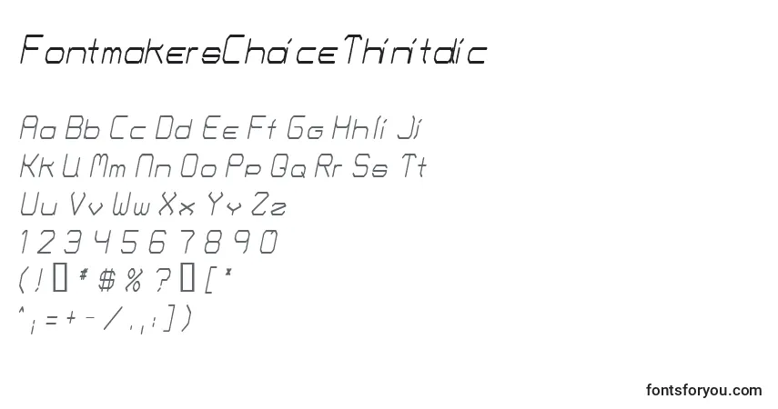 FontmakersChoiceThinitalicフォント–アルファベット、数字、特殊文字