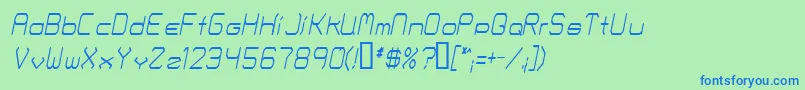 Шрифт FontmakersChoiceThinitalic – синие шрифты на зелёном фоне