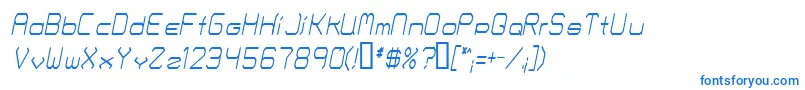 フォントFontmakersChoiceThinitalic – 白い背景に青い文字