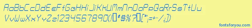 Шрифт FontmakersChoiceThinitalic – синие шрифты на жёлтом фоне
