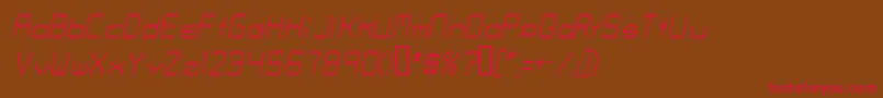 フォントFontmakersChoiceThinitalic – 赤い文字が茶色の背景にあります。