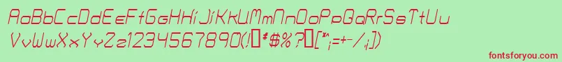 FontmakersChoiceThinitalic-fontti – punaiset fontit vihreällä taustalla