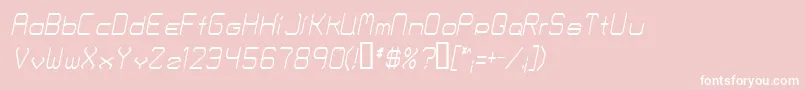 FontmakersChoiceThinitalic-fontti – valkoiset fontit vaaleanpunaisella taustalla