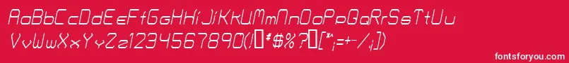 Czcionka FontmakersChoiceThinitalic – białe czcionki na czerwonym tle