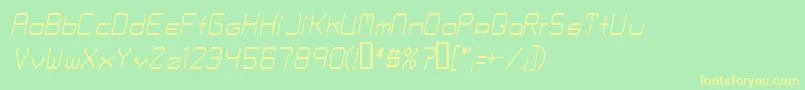 FontmakersChoiceThinitalic-Schriftart – Gelbe Schriften auf grünem Hintergrund