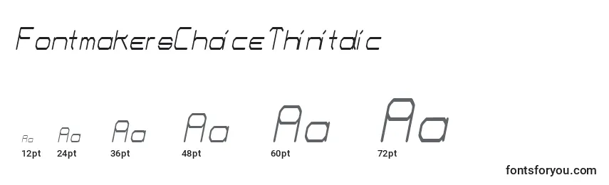 Размеры шрифта FontmakersChoiceThinitalic