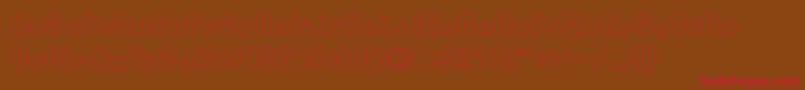 フォントmohr Hollow – 赤い文字が茶色の背景にあります。