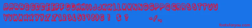 Moi je m en fous Font – Red Fonts on Blue Background