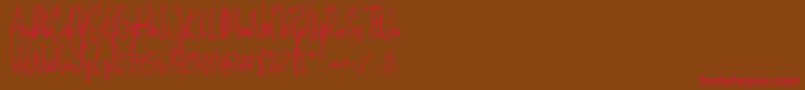 Fonte Mojang Script – fontes vermelhas em um fundo marrom