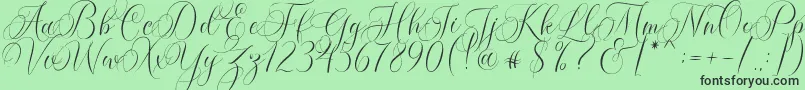 Fonte Molandika Script – fontes pretas em um fundo verde