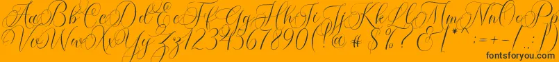 Molandika Script-Schriftart – Schwarze Schriften auf orangefarbenem Hintergrund