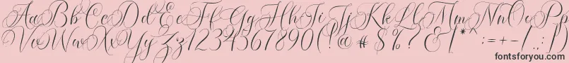 Fonte Molandika Script – fontes pretas em um fundo rosa