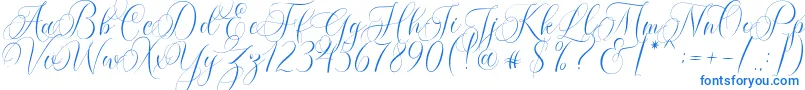 Molandika Script-Schriftart – Blaue Schriften auf weißem Hintergrund