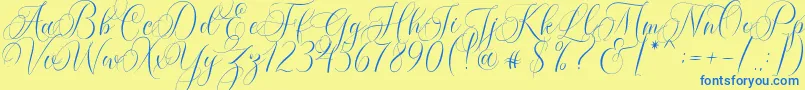 Molandika Script Font – Blue Fonts on Yellow Background
