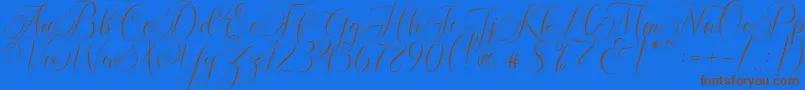 Fonte Molandika Script – fontes marrons em um fundo azul