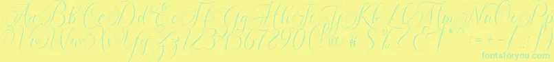 Molandika Script Font – Green Fonts on Yellow Background