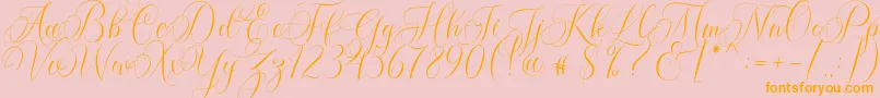 Molandika Script Font – Orange Fonts on Pink Background