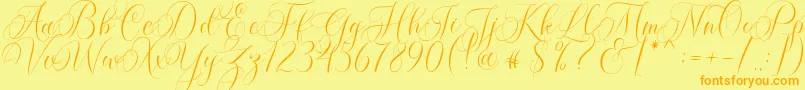 Molandika Script Font – Orange Fonts on Yellow Background