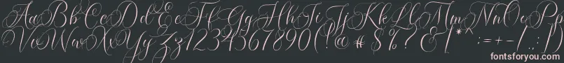 Fonte Molandika Script – fontes rosa em um fundo preto